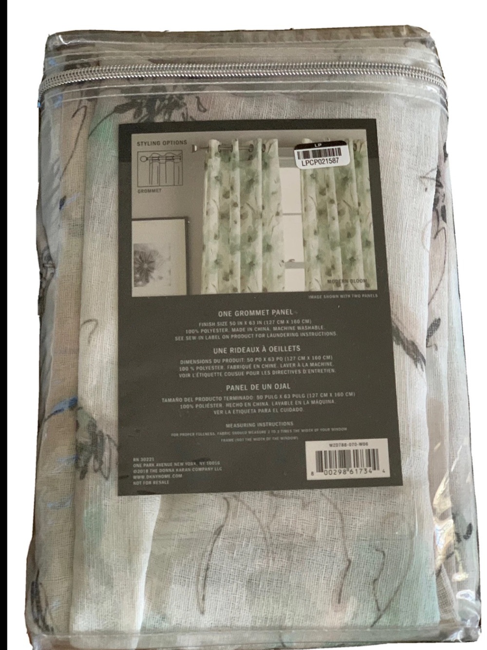 Dkny Sheer Floral Grommet Curtain Panels set of 2 panels in White and Green
